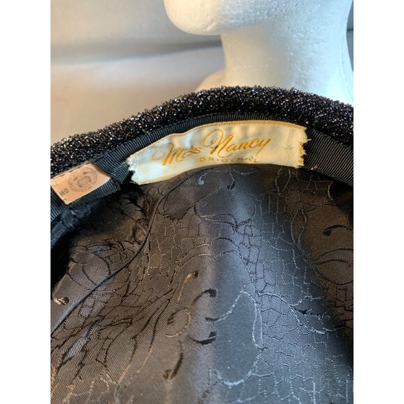 Miss Nancy Original Ladies Black Hat Sz 22 Vintage - Picture 6 of 8